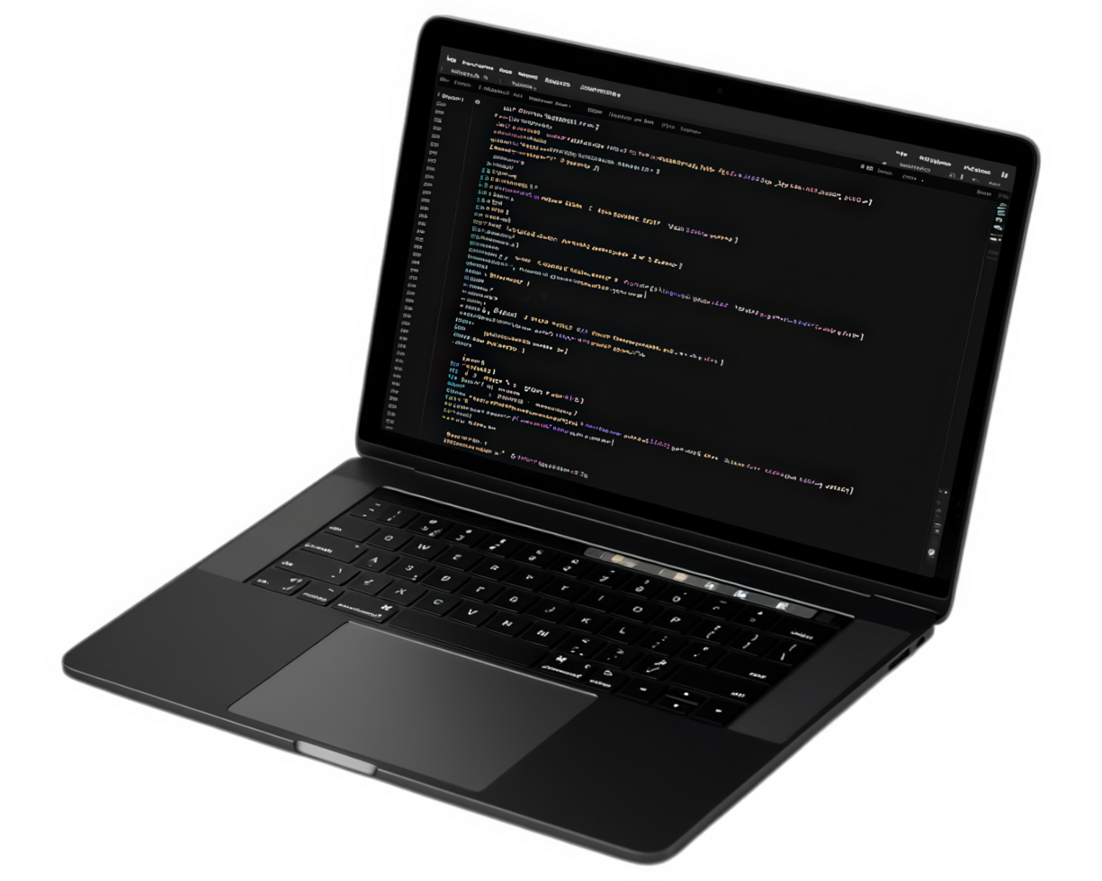 A laptop with a black screen and a keyboard png