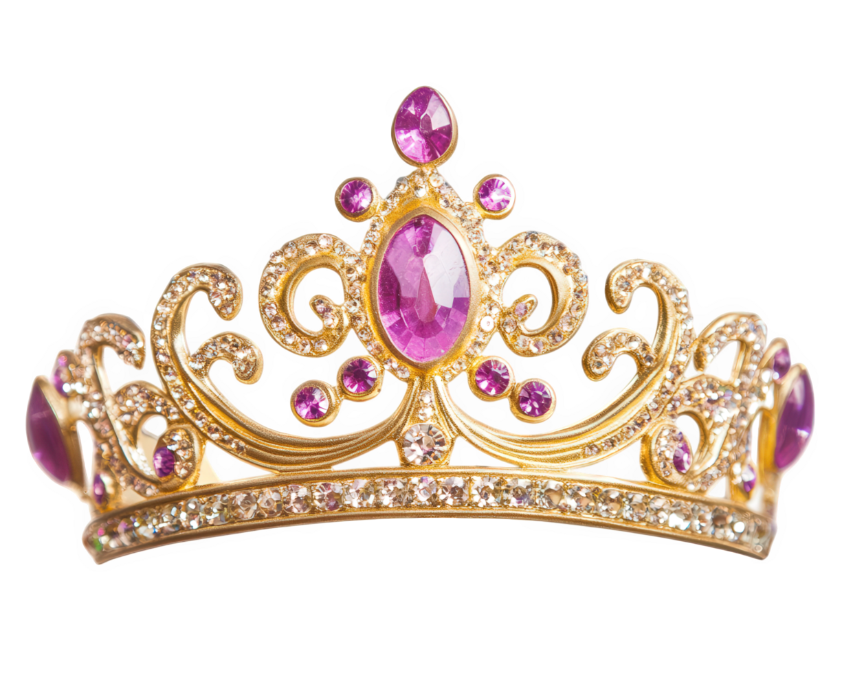 A crown with pink stones on a black background png