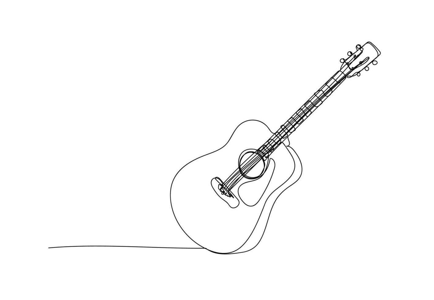 acoustic guitar , line drawing style, vector