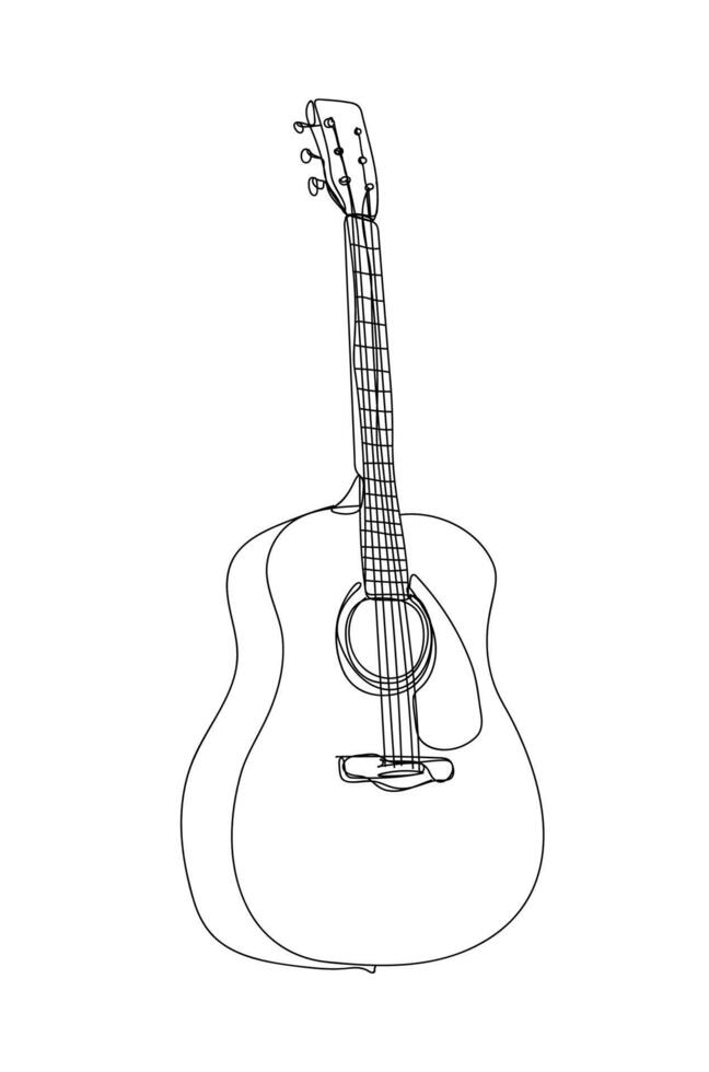 acoustic guitar , line drawing style vector