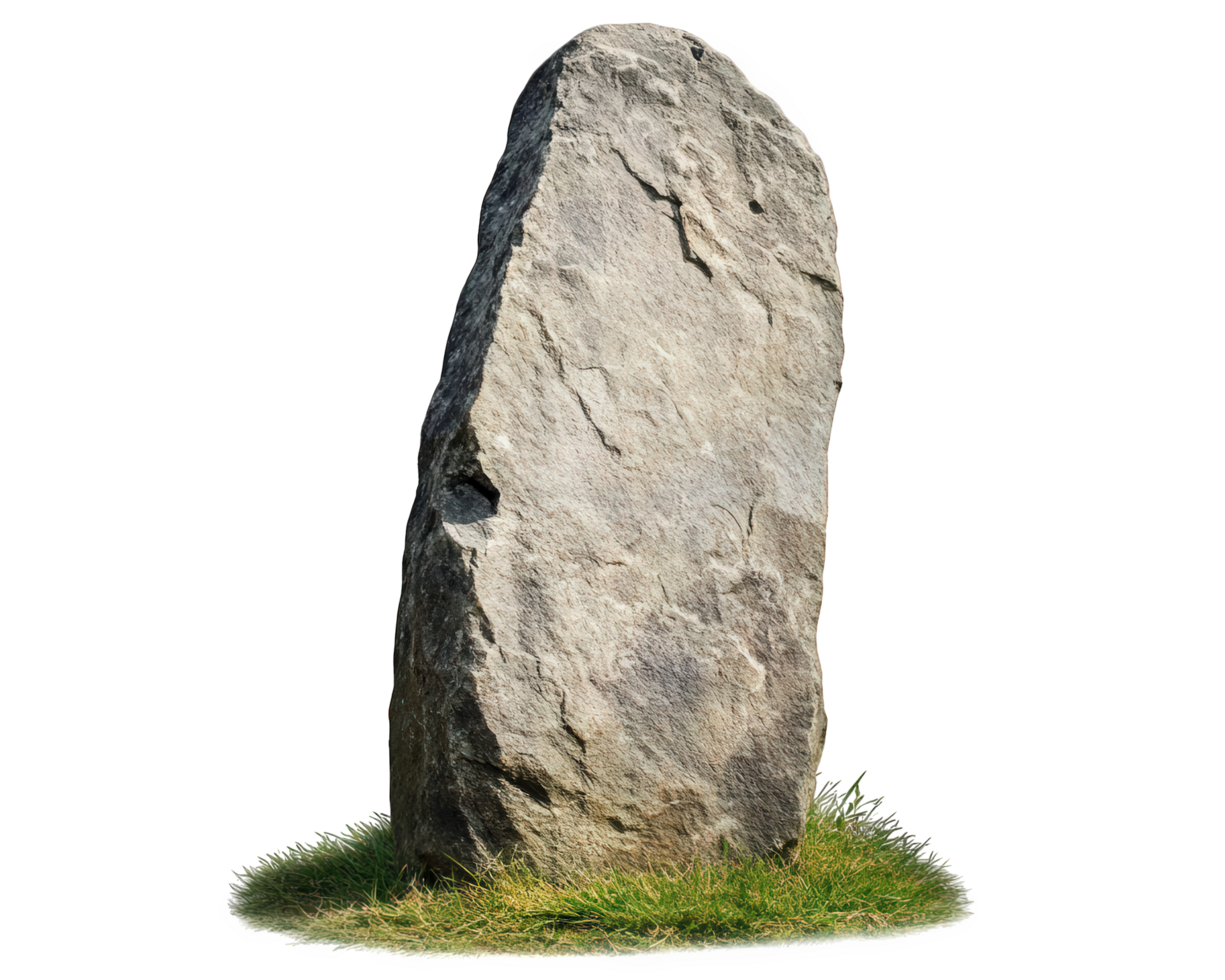 A large stone standing in the grass png