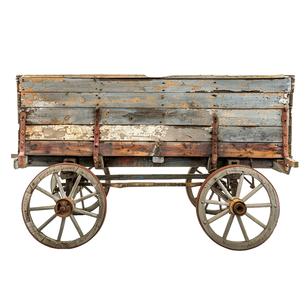 Wooden Farm Wagon Cart Spoked Wheels png
