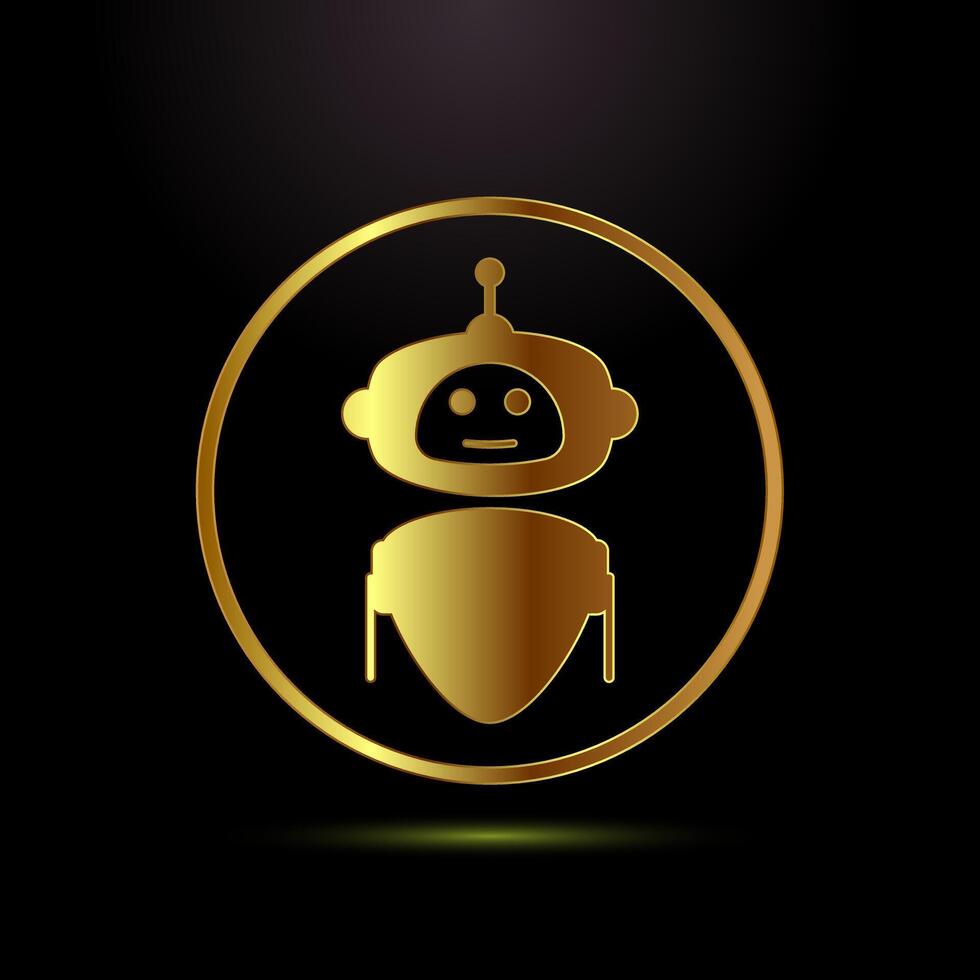 AI assistant icon illustration. Digital or virtual assistant sign, Robot icon in gold color style vector