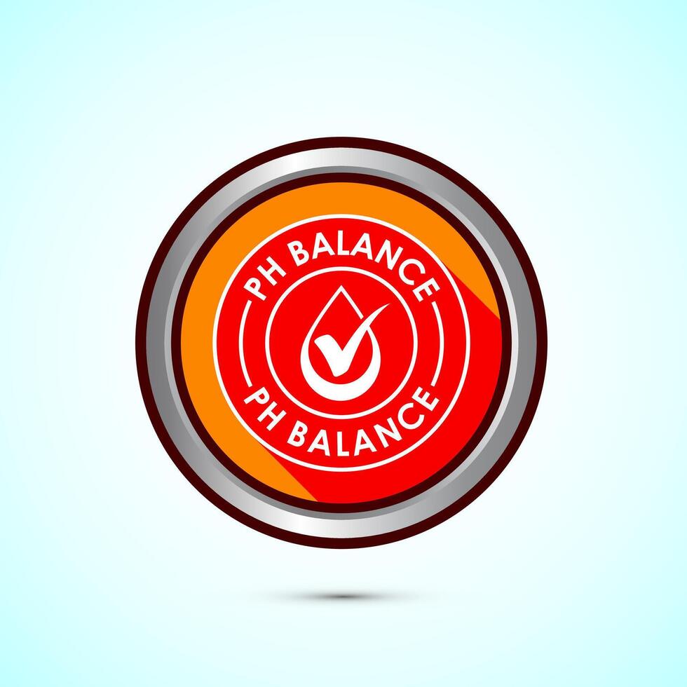 PH balance icon design illustration. Neutral PH balance icon sign, Free acidity concept, Orange color shadow button design vector