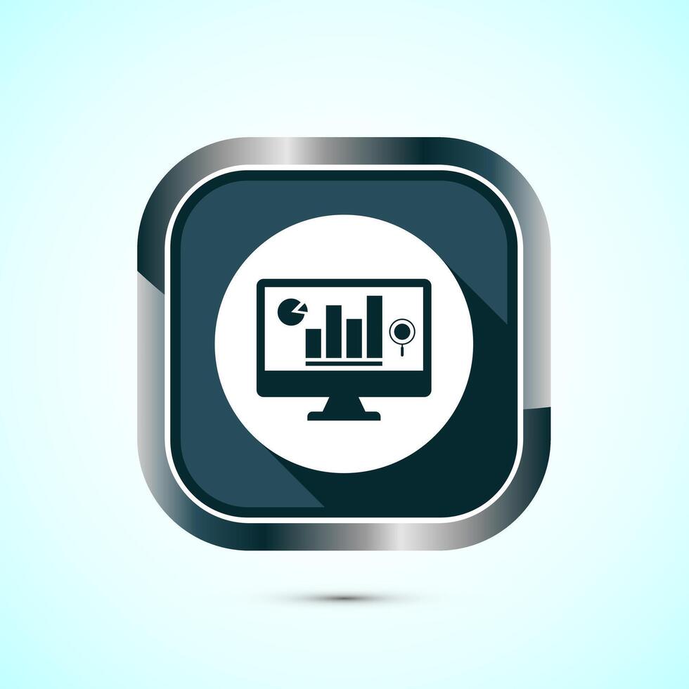 Data analytics icon design. Market research sign, analytic icon, Gray color shadow button design vector
