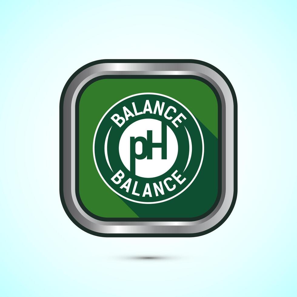 PH balance icon design illustration. Neutral PH balance icon sign, Free acidity concept, Green color shadow button design vector