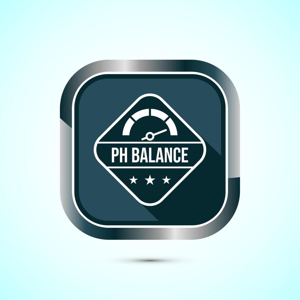PH balance icon design illustration. Neutral PH balance icon sign, Free acidity concept, Gray color shadow button design vector