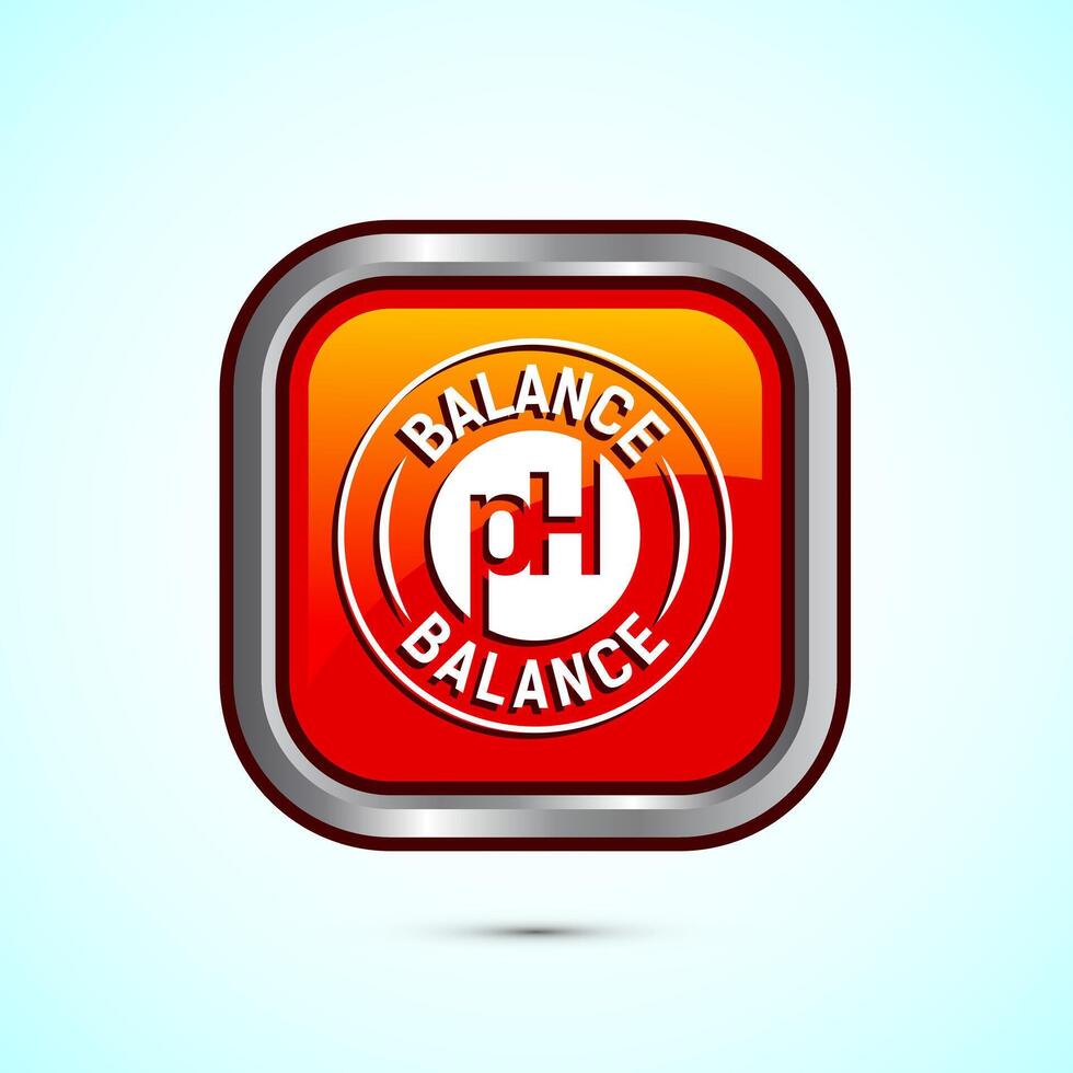 PH balance icon design illustration. Neutral PH balance icon sign, Free acidity concept, Orange color square button design vector