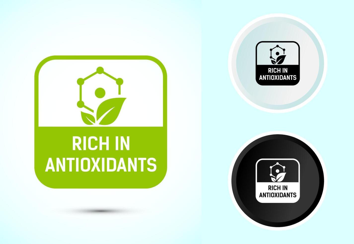 Rich in antioxidants icon design illustration. Antioxidant rich food label sign, Color black and white vector