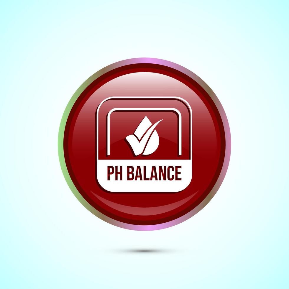 PH balance icon design illustration. Neutral PH balance icon sign, Free acidity concept, Red color round button design vector