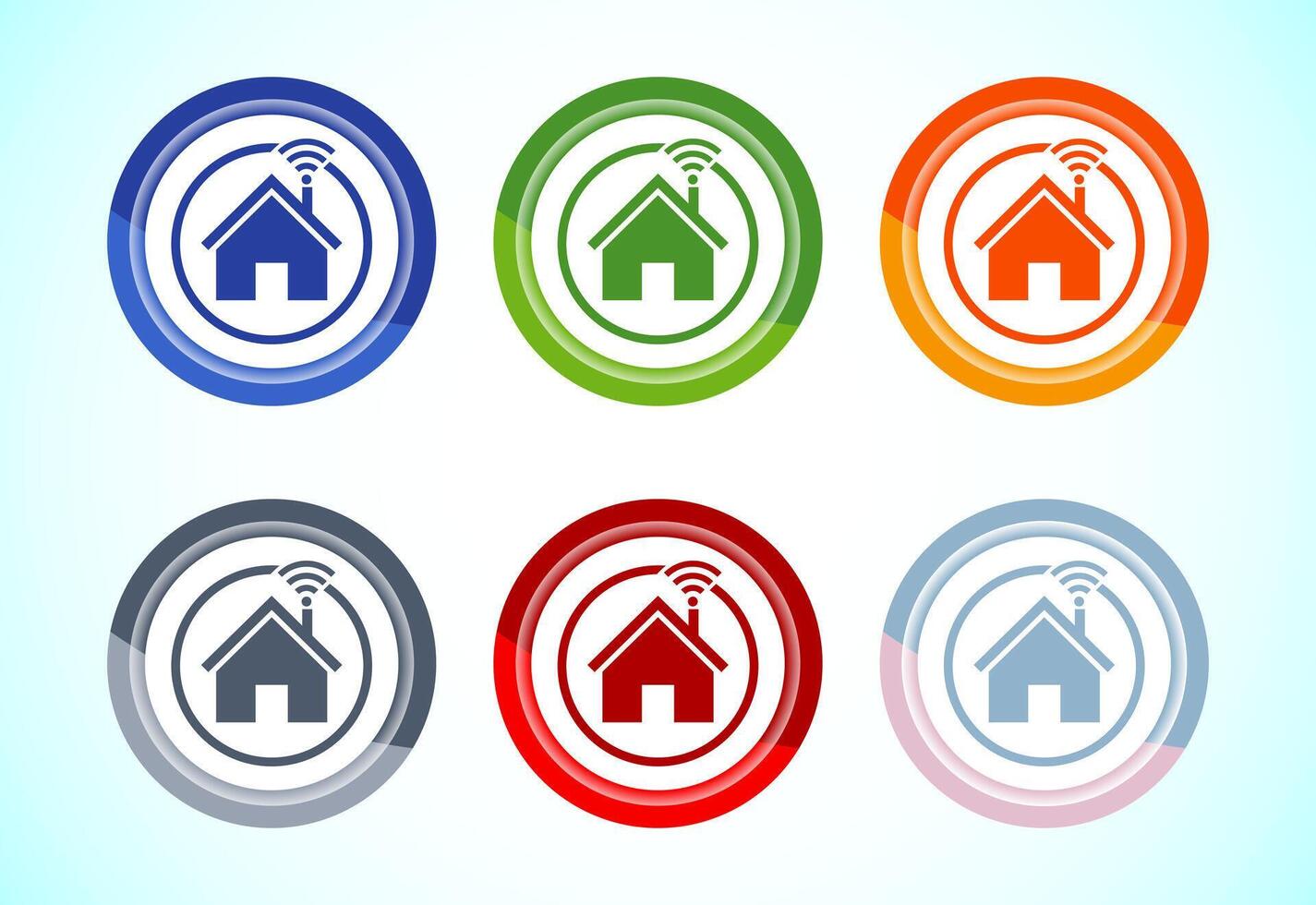 Smart house icon design , Smart home symbol, 6 color button design set vector