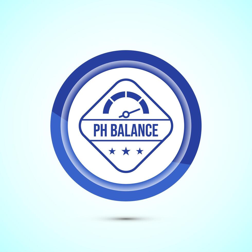 PH balance icon design illustration. Neutral PH balance icon sign, Free acidity concept, Blue color button design vector