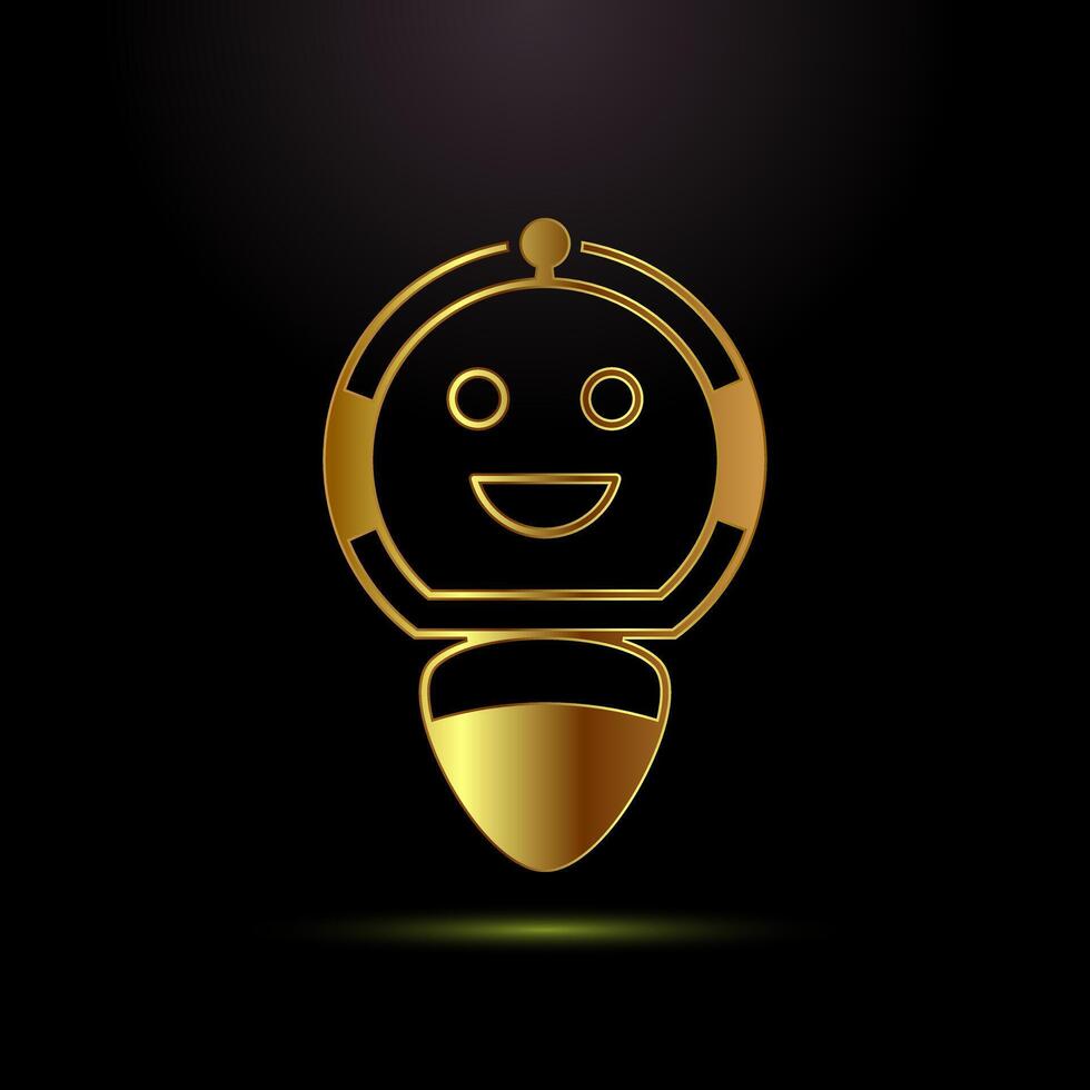 AI assistant icon design. Digital assistant sign, Robot icon in gold color style vector
