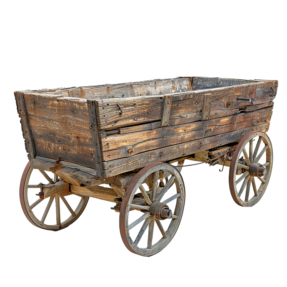 Antique Wooden Farm Cart Rustic Wagon Old Weathered Transportation Vehicle png