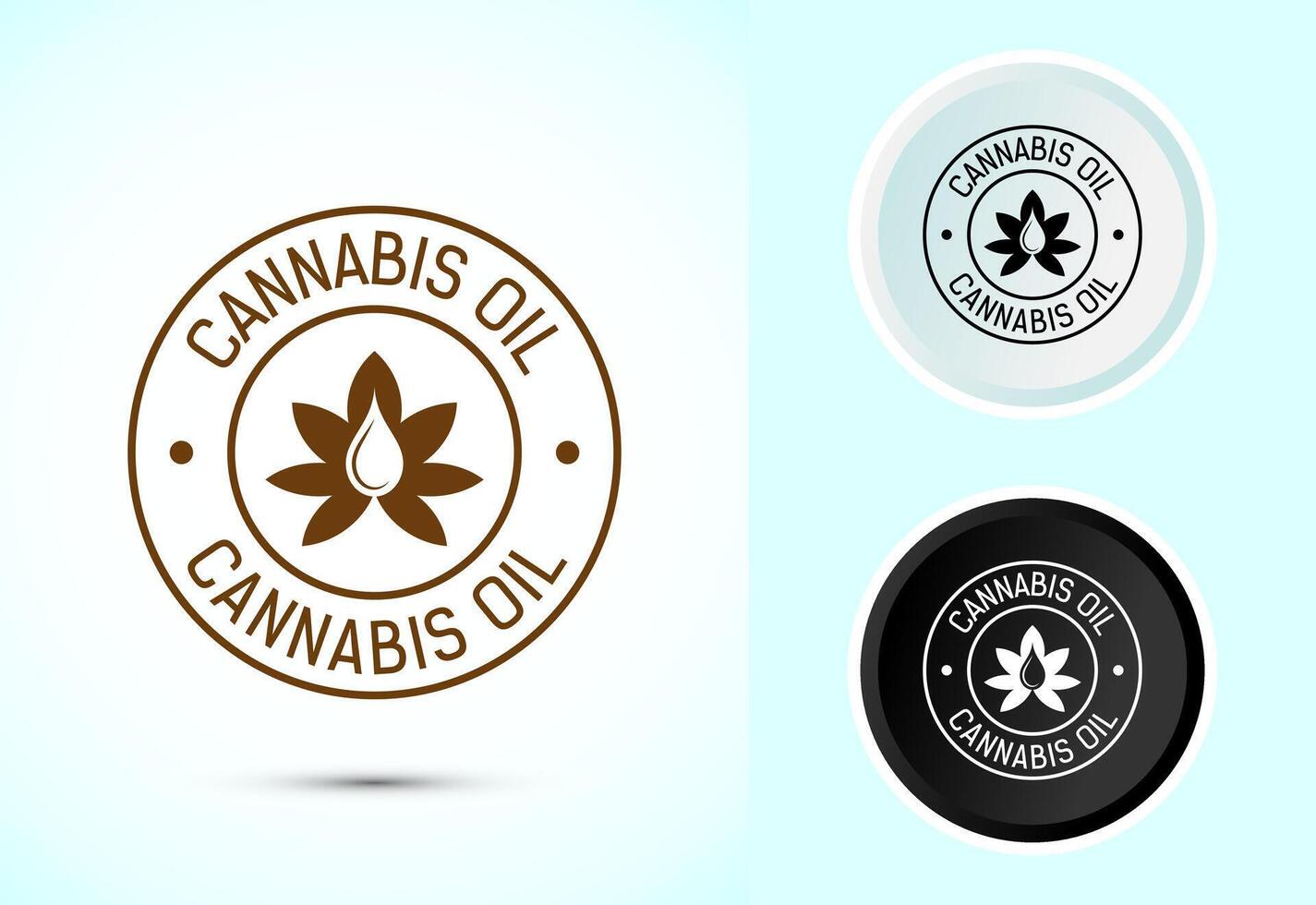 Cannabis oil icon design illustration. CBD cannabidiol sign, Marijuana oil icon, Color black and white vector