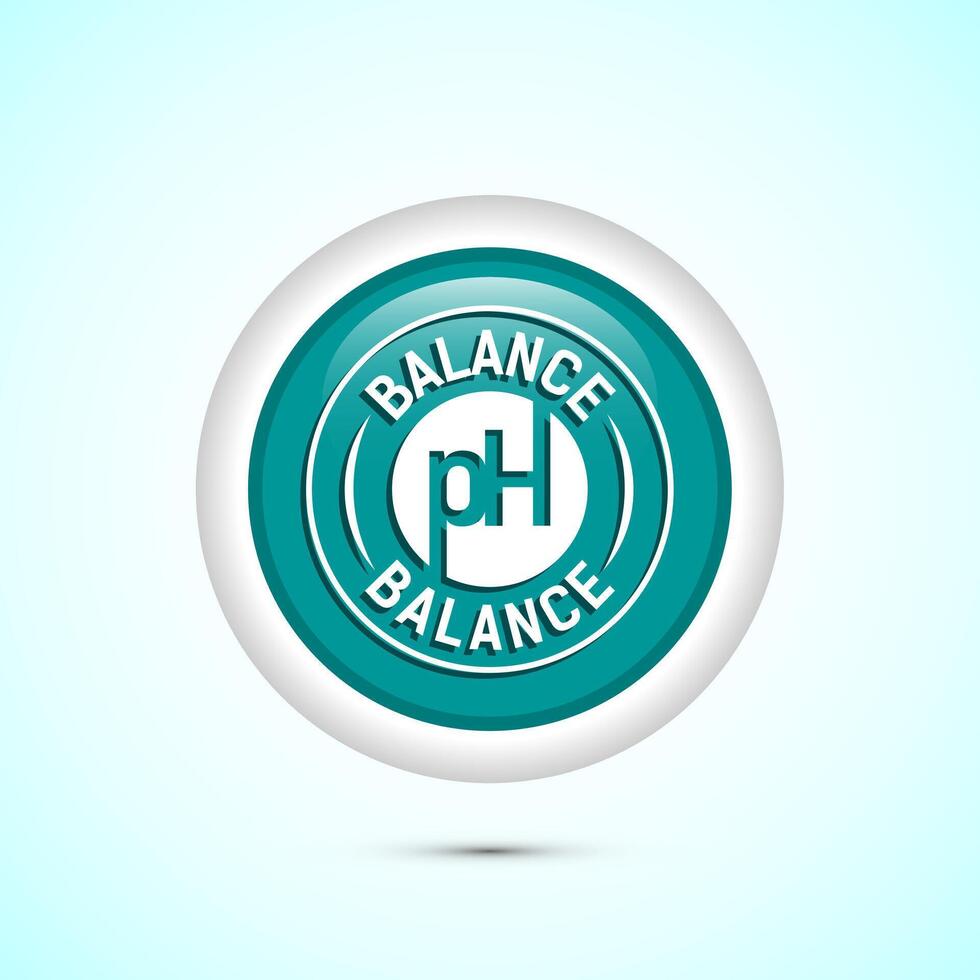 PH balance icon design illustration. Neutral PH balance icon sign, Free acidity concept, Teal color round button design vector