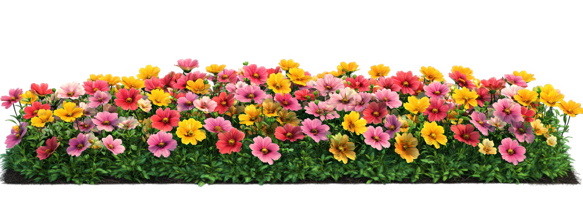 A large bed of colorful flowers png