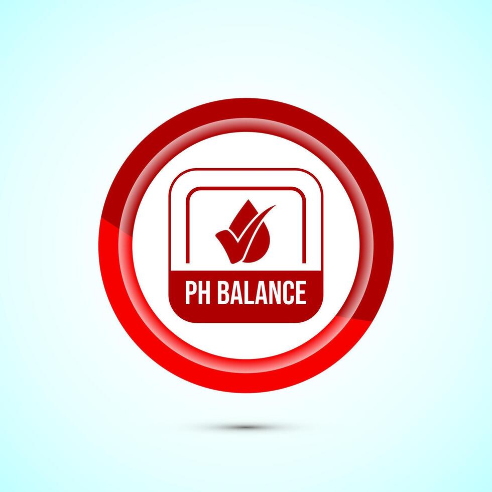 PH balance icon design illustration. Neutral PH balance icon sign, Free acidity concept, Red color button design vector