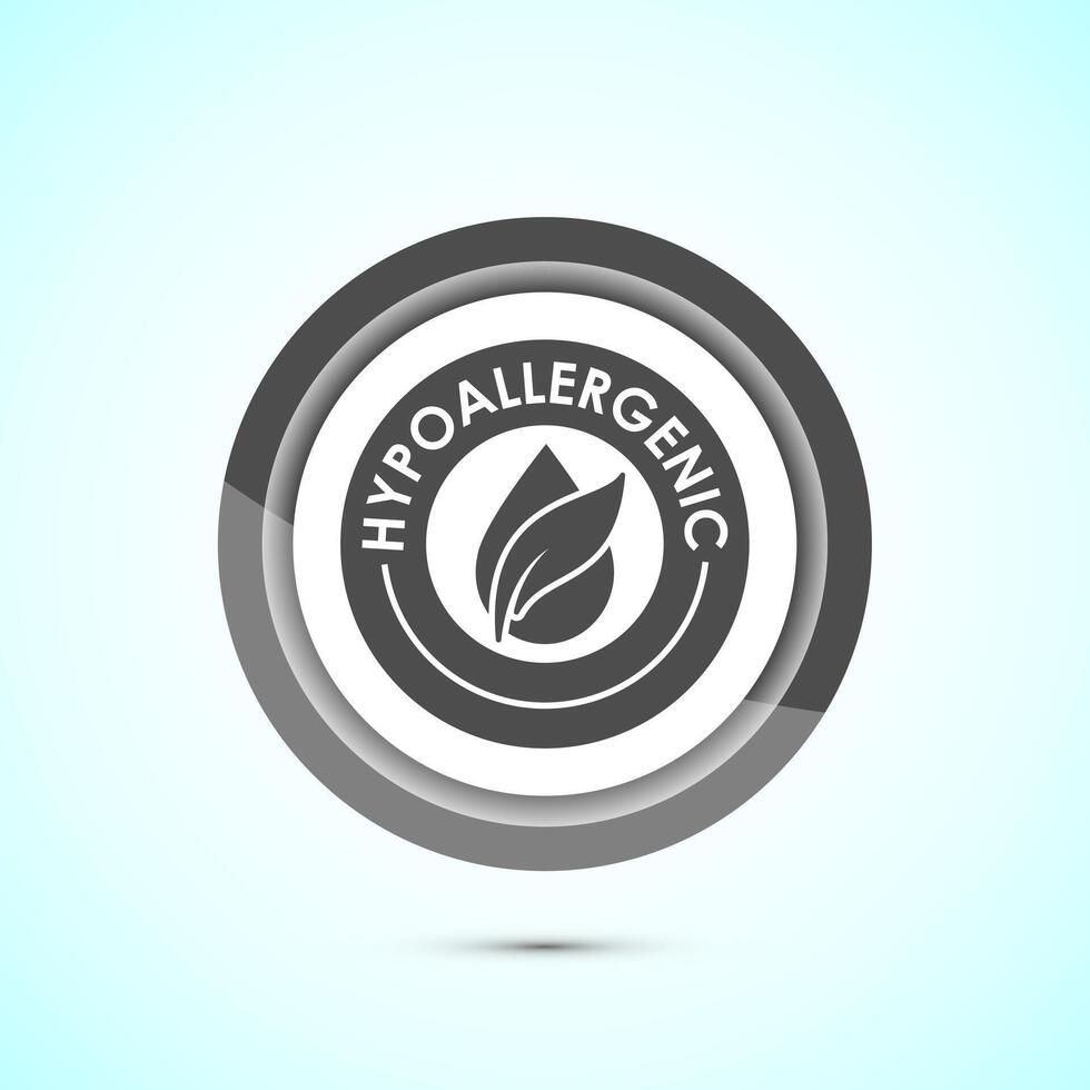 Hypoallergenic tested icon design illustration. Cosmetic certification label, Hypoallergenic icon sign, Gray color button design vector