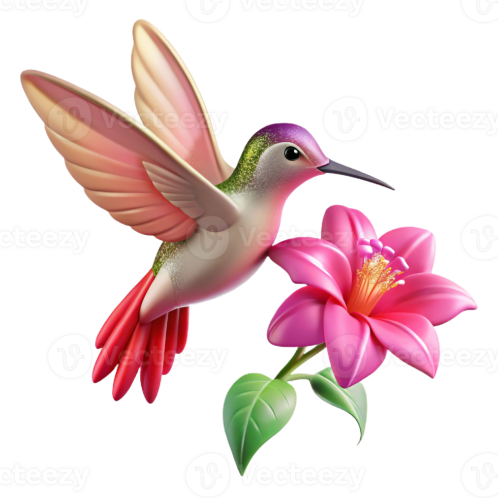impressive abstract A delicate hummingbird hovering near a vibrant fuchsia flower, bathed in the soft, diffused light of a cloudy day, in a detailed, botanical illustration style high resolution png