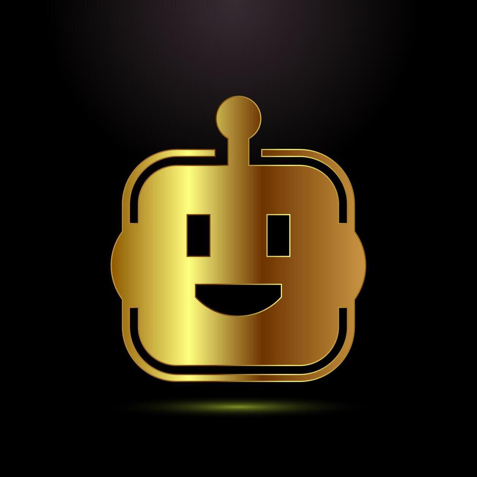 AI assistant icon design illustration. Virtual assistant sign, Robot icon in gold color style vector