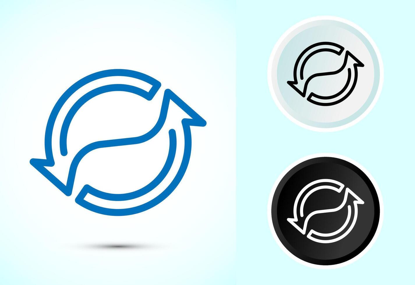Sync processing icon, Synchronization or reset icon, Reload sign, Color black and white vector