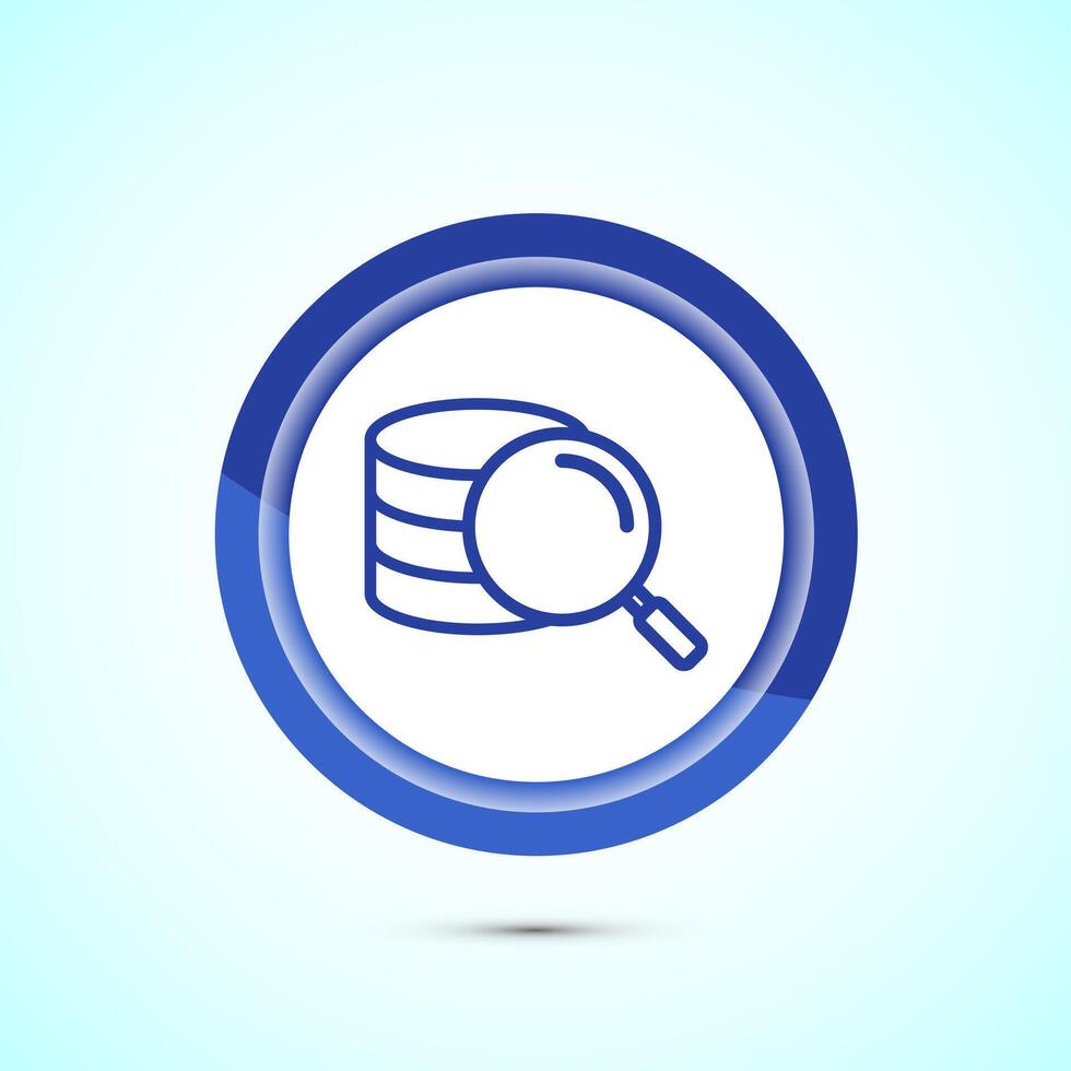 Data analytics icon design. Market research sign, analytic icon, Blue color button design vector