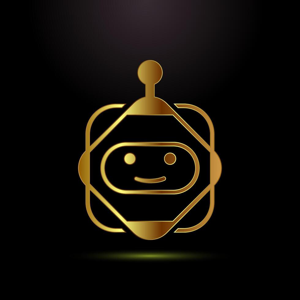 AI assistant icon design. virtual assistant sign, Robot icon in gold color style vector