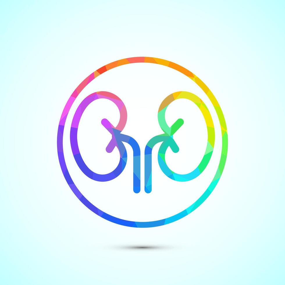 Kidney icon illustration. Kidney care logo symbol. low poly style vector