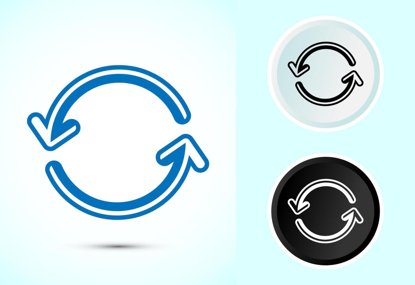 Sync processing icon design, Synchronization icon, Reload sign, Color black and white vector