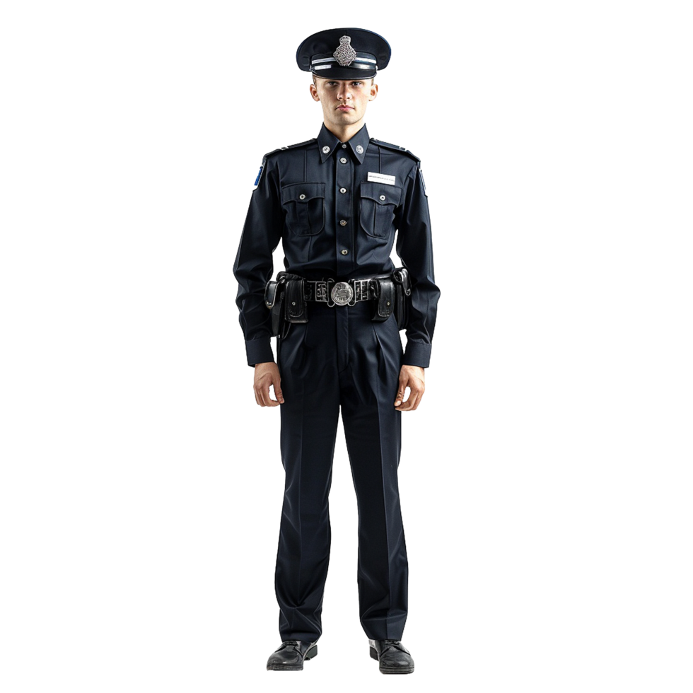 Portrait of a Police Officer in Full Uniform png