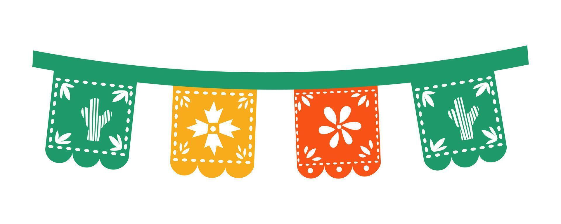 Set of cut out compositions for paper garland. May 5, Mexican holiday Cinco de Mayo garlands for Mexican holiday . vector