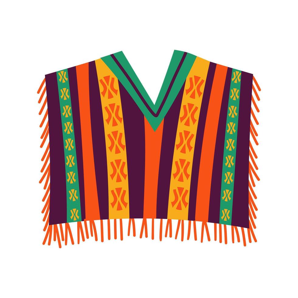 Mexican culture poncho fashion flat style icon illustration design isolate on white . vector