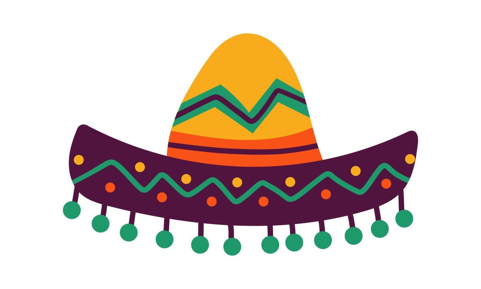 Mexican sombrero hat. Traditional sombreros with ethnic patterns, Mexico style masks cartoon illustration of Mexican fashion illustration vector