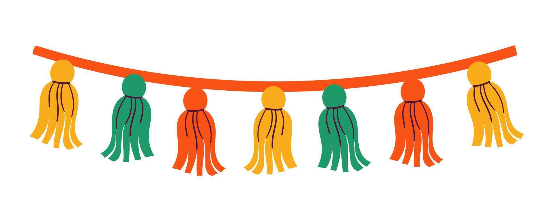 Set of cut out compositions for paper garland. May 5, Mexican holiday Cinco de Mayo. Paper Flower and garlands for Mexican holiday . vector