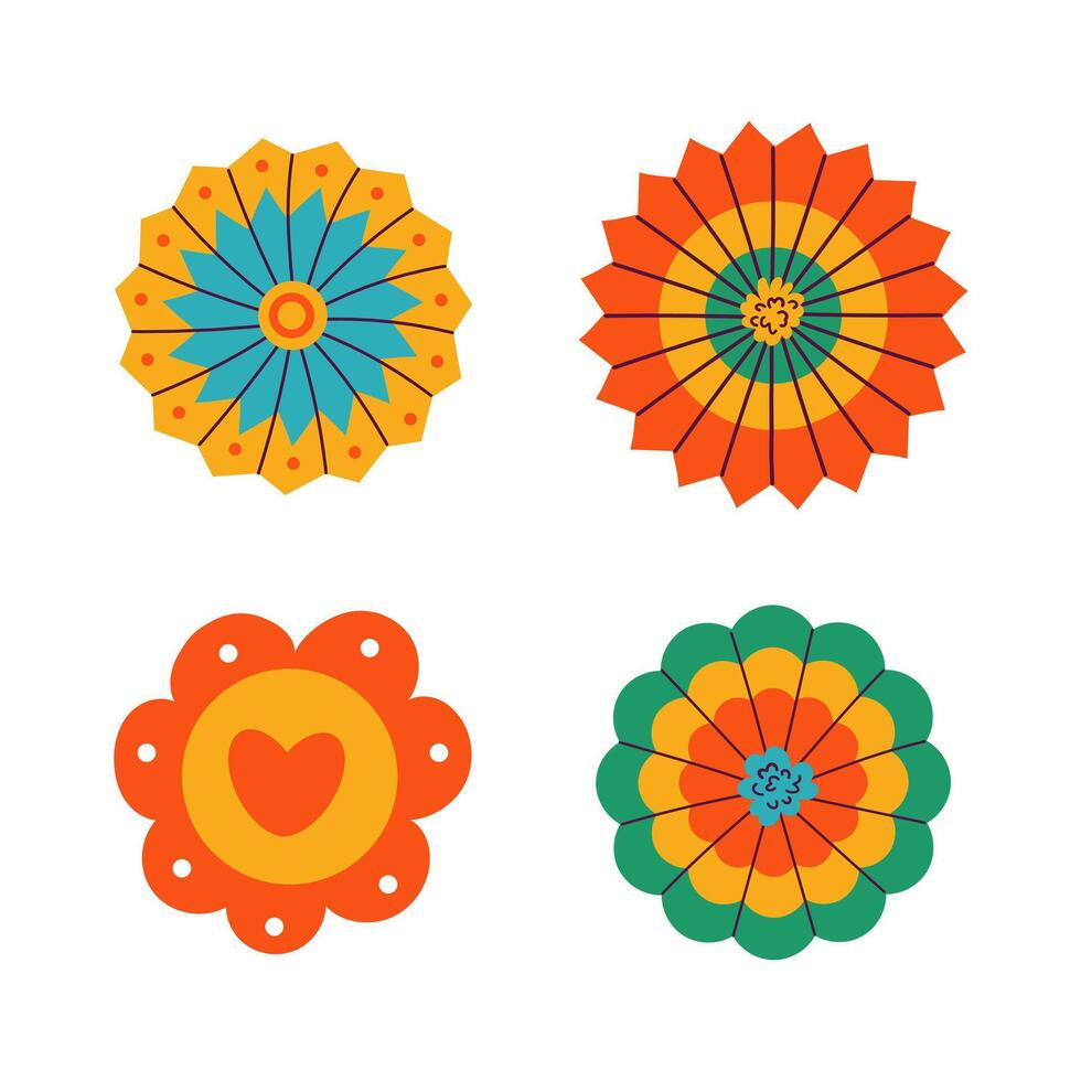 Set of cut out compositions for paper garland. May 5, Mexican holiday Cinco de Mayo. Set of Paper Flower and garlands for Mexican holiday . vector