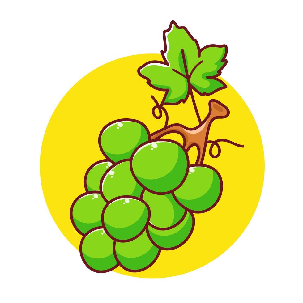 Green Grape cartoon illustration. Fruit icon concept design. Isolated white background. vector