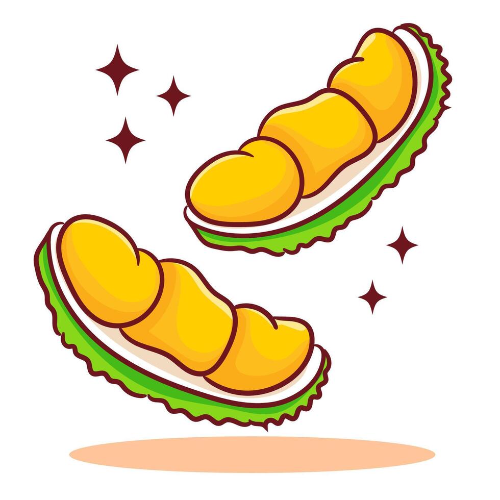 Hand drawn Durian cartoon icon illustration. Tropical Fruit Icon Concept Design. vector