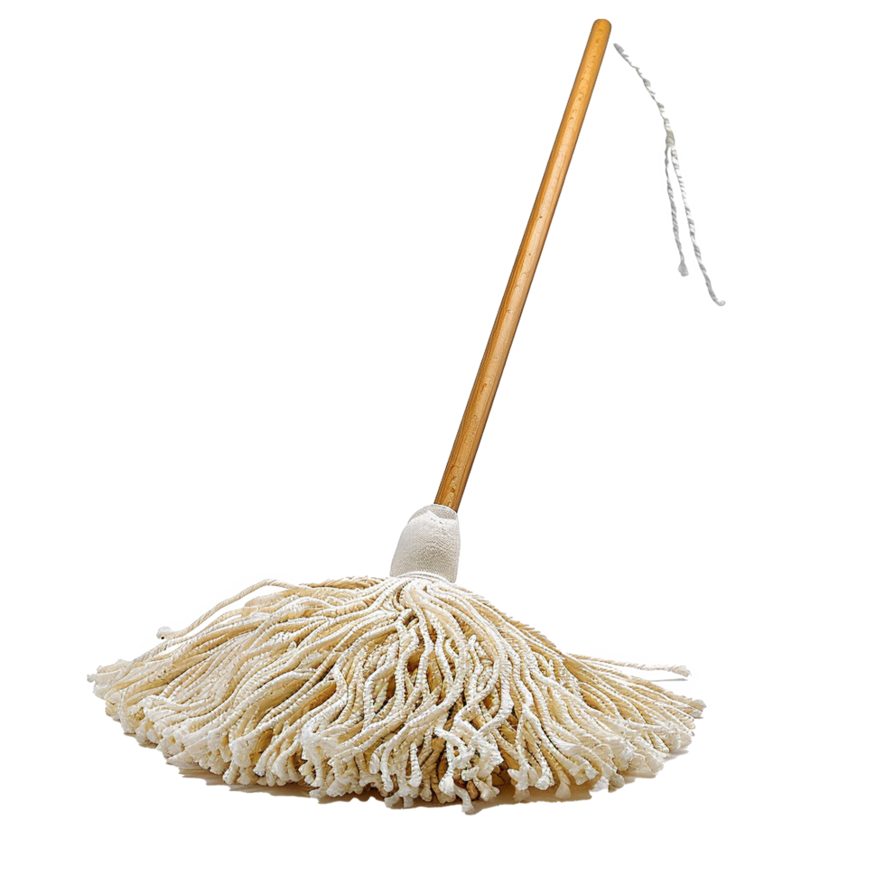 Classic String Mop with Wooden Handle for Efficient Floor Cleaning png