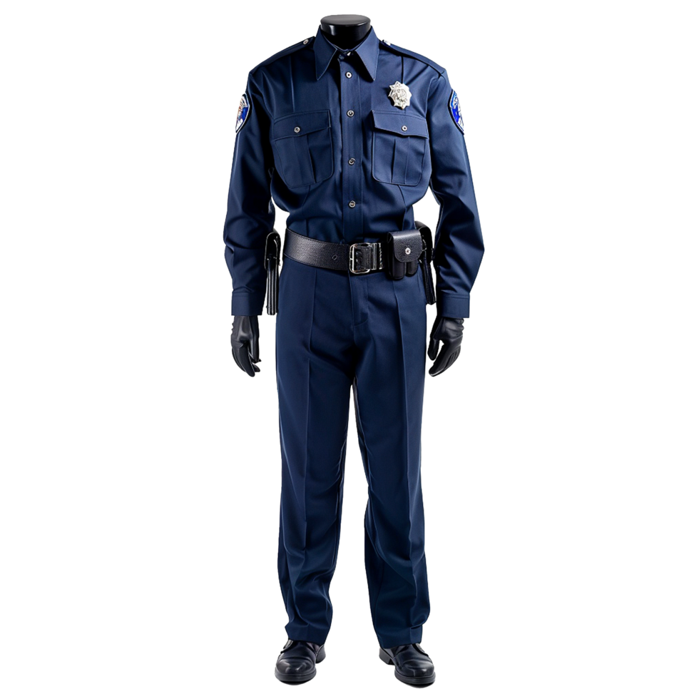 Professional Police Officer Uniform in Navy Blue Complete with Accessories png