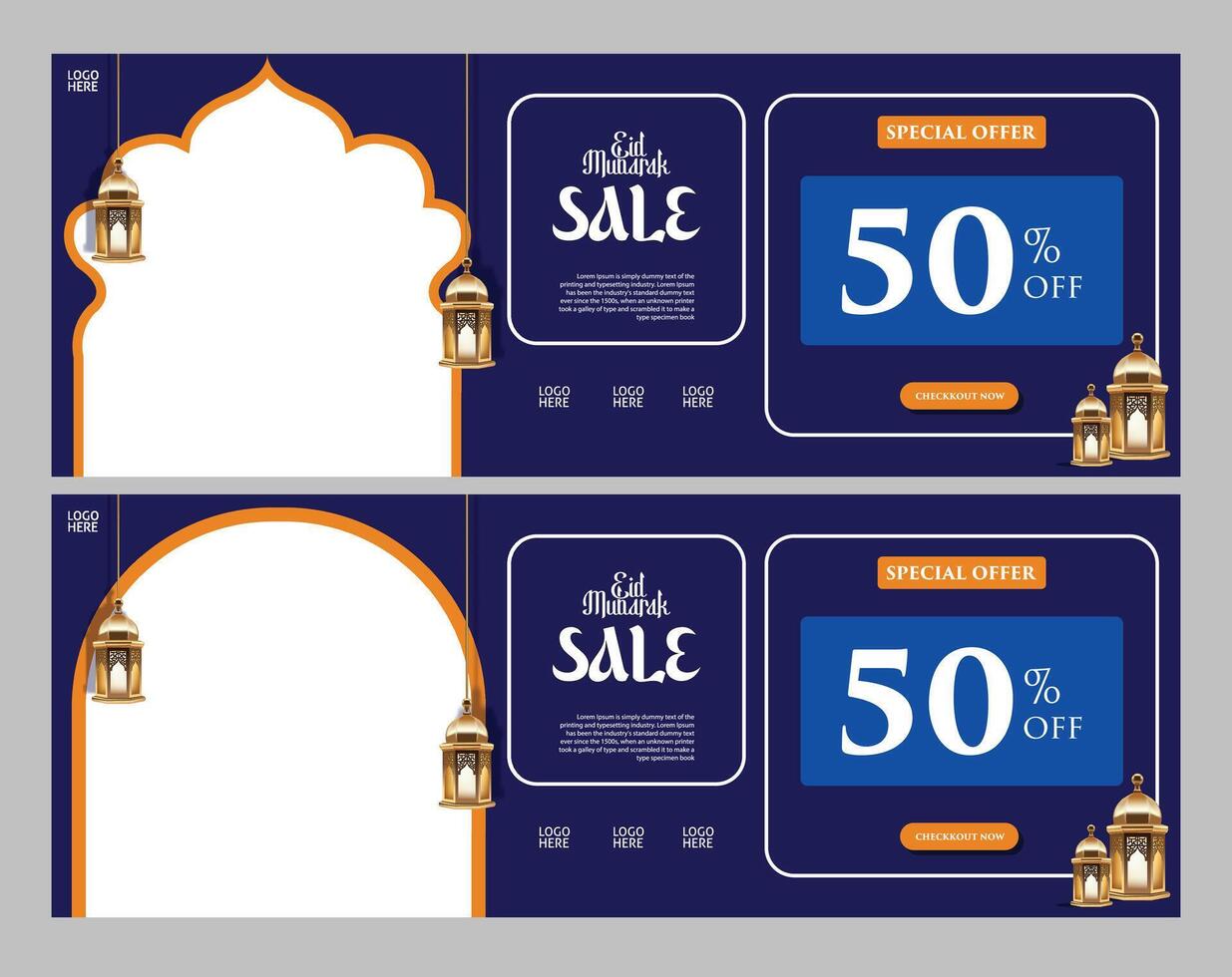 ramadan sale banner template with arabic lanterns and arabic design vector