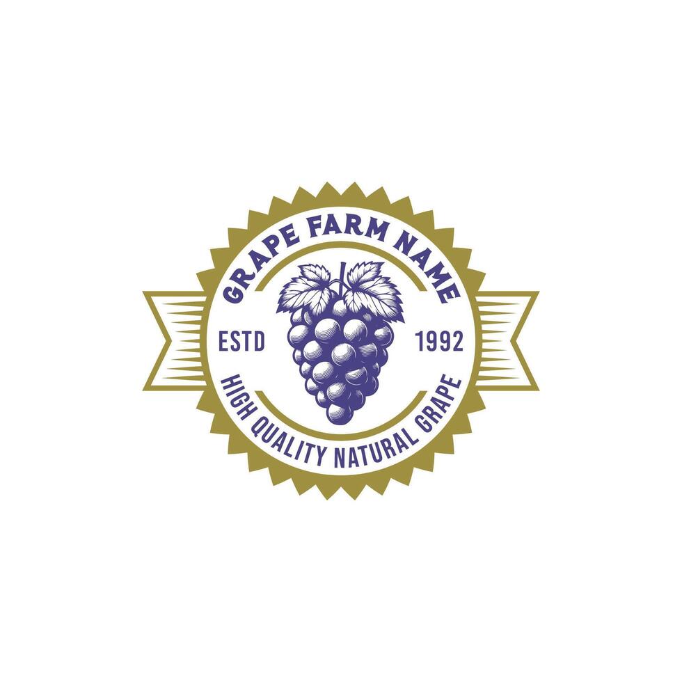 Clásico uva vino etiqueta vector