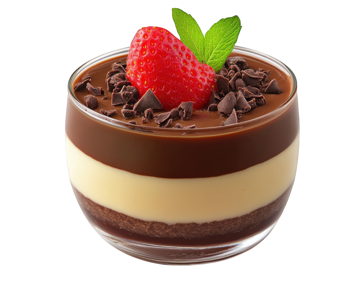 A dessert with chocolate and strawberries png