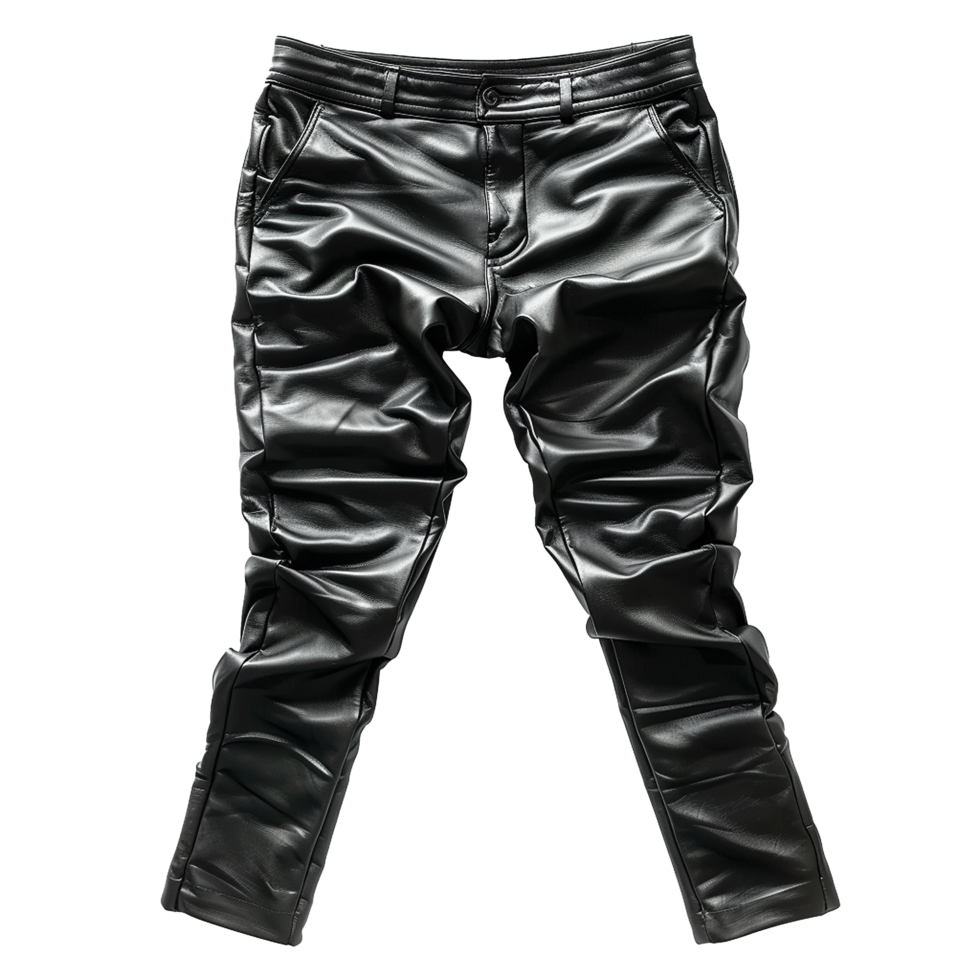 Stylish Black Leather Pants Men's Fashion Autumn Winter Casual Trousers png