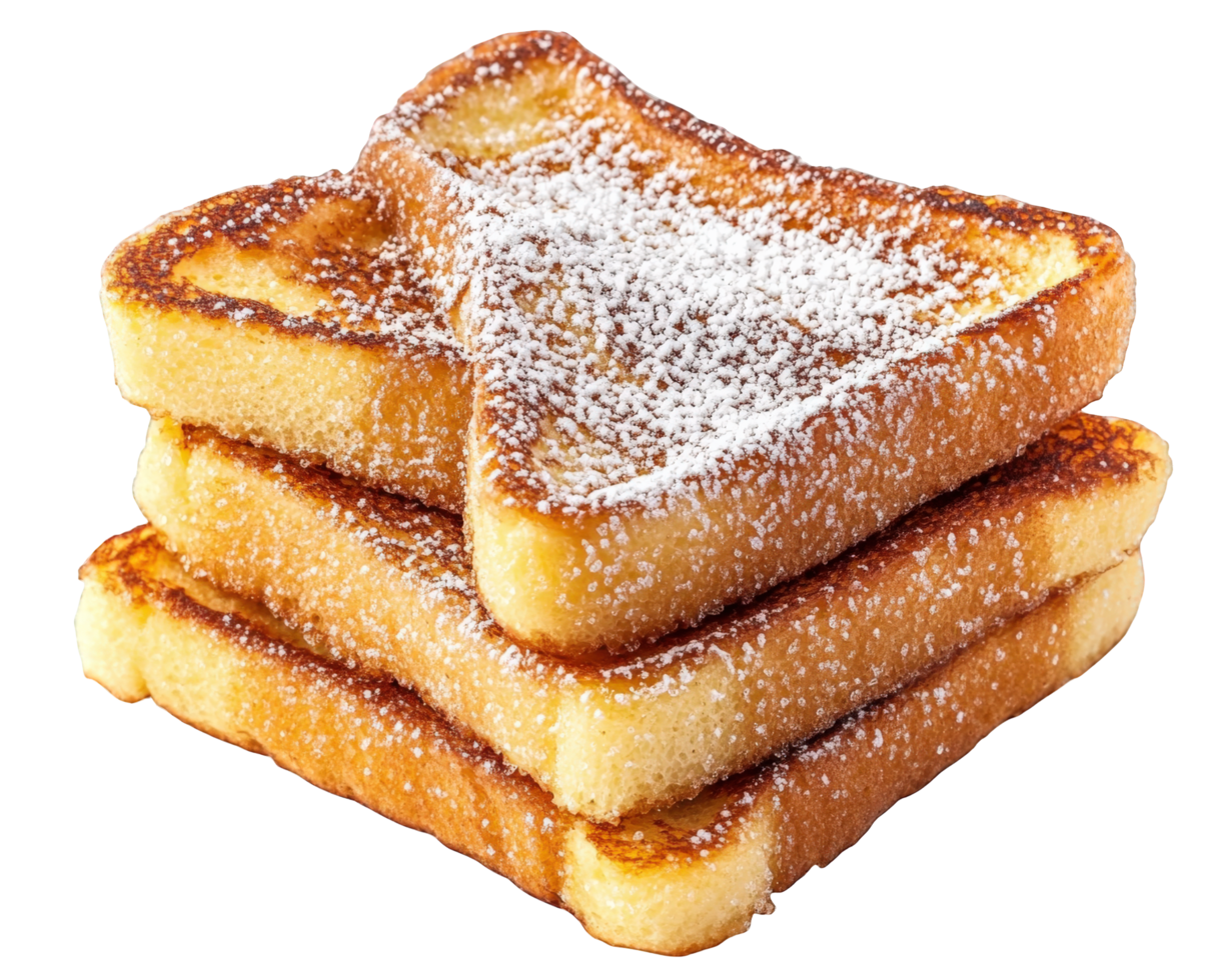 A stack of french toast with powdered sugar png