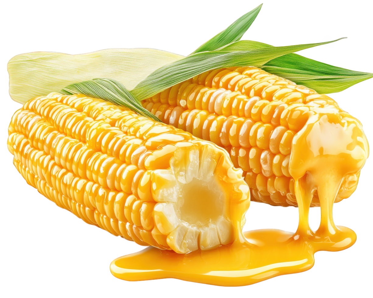 Corn with butter and syrup on it png