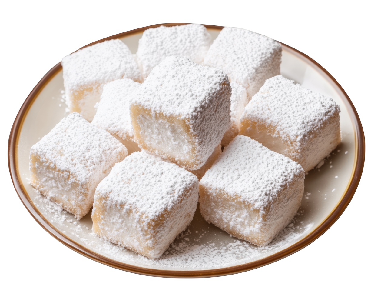 A plate of sugar cubes on a black background png