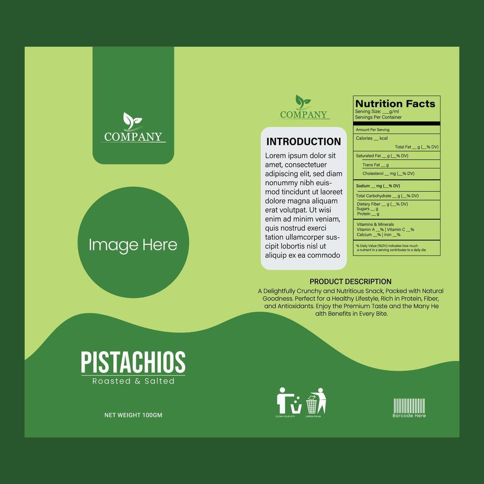 Pistachio Pouch Packaging Design Template vector