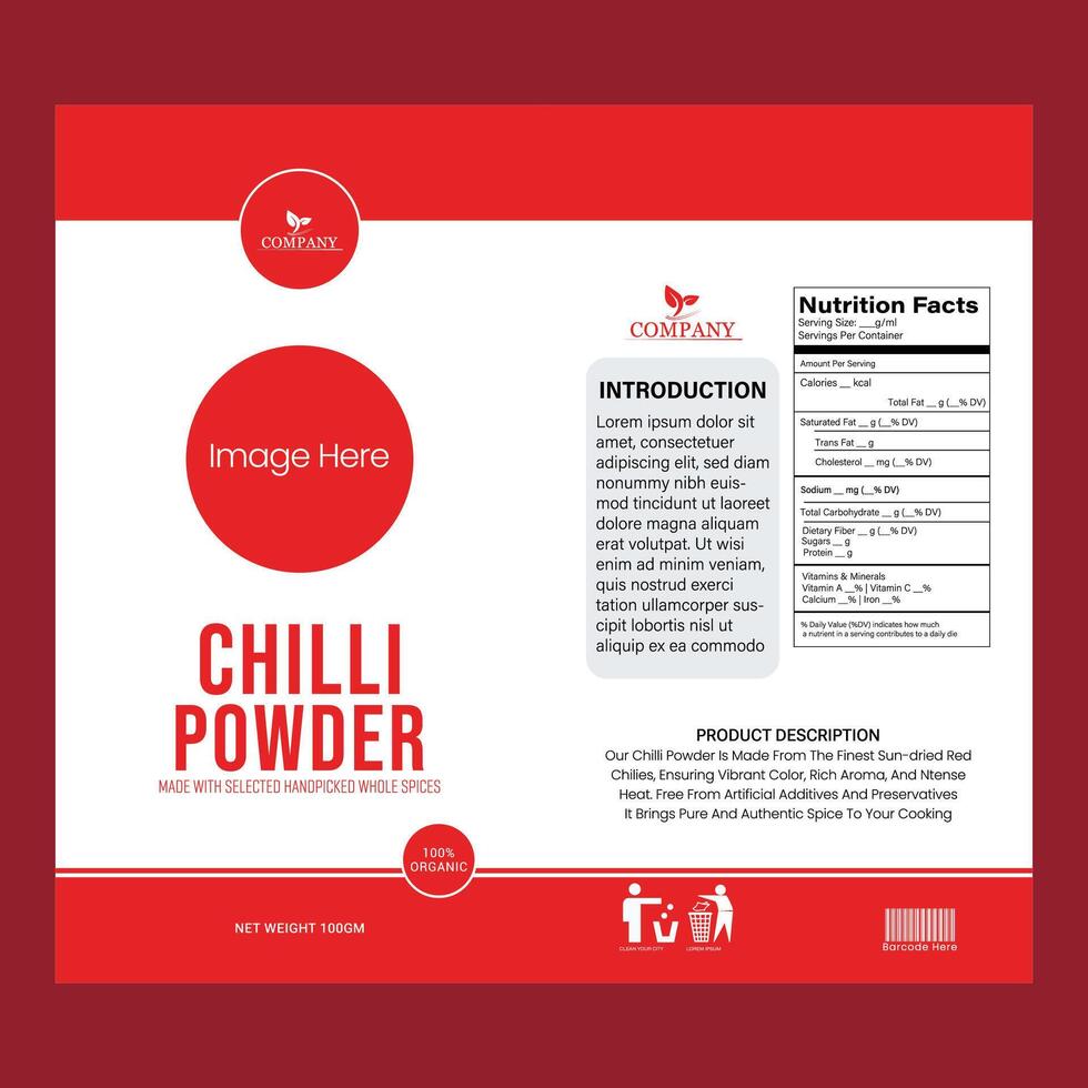 Modern Chilli Powder Pouch Packaging Design vector