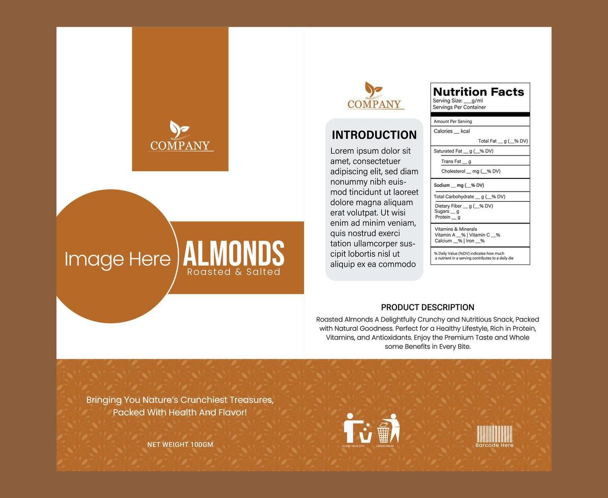 Almond Pouch Packaging Design Template vector